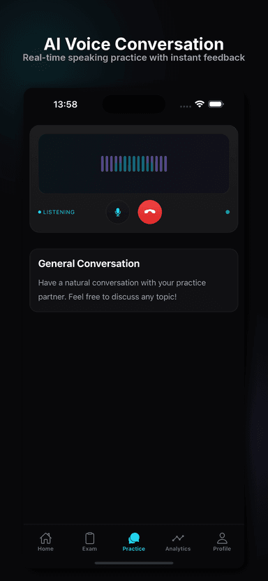 General conversation practice with voice AI