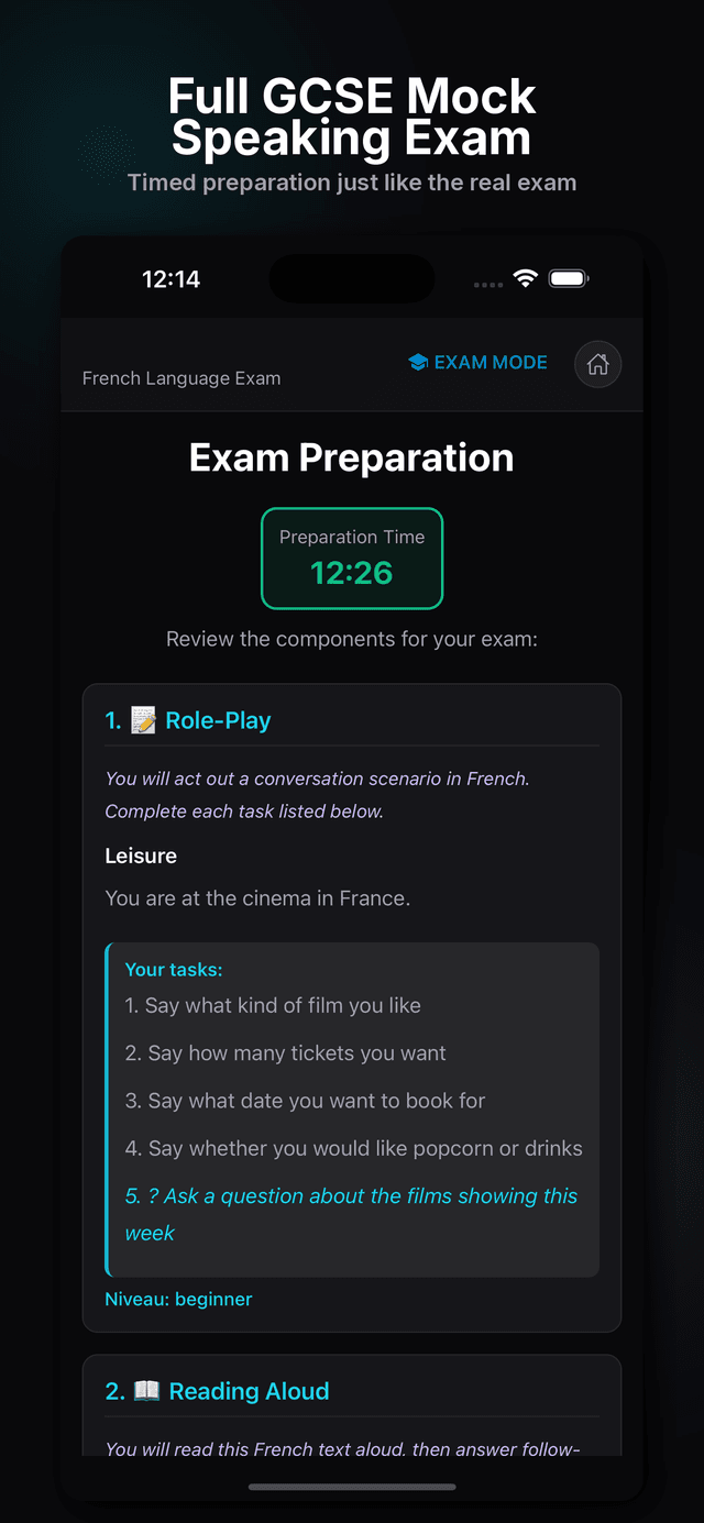 Full GCSE French mock speaking exam